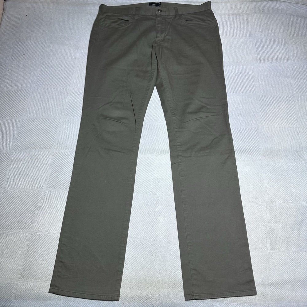 Vince Essential SoHo Trousers Mens 34x34 Stretch 5 Pocket Dark Olive Green Chino